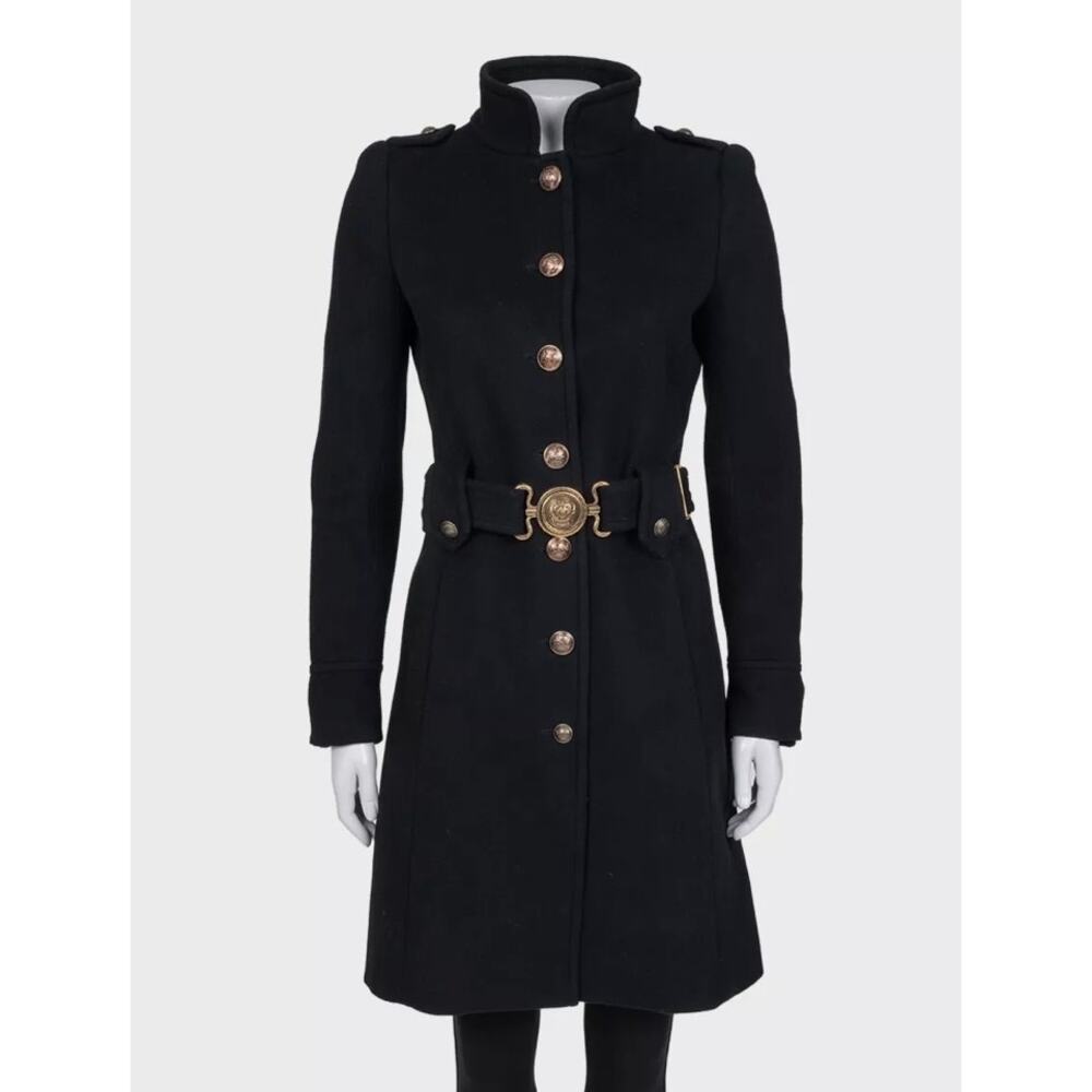 Roberto Cavalli Black Wool & Cashmere Belted Coat Sz.40/ S